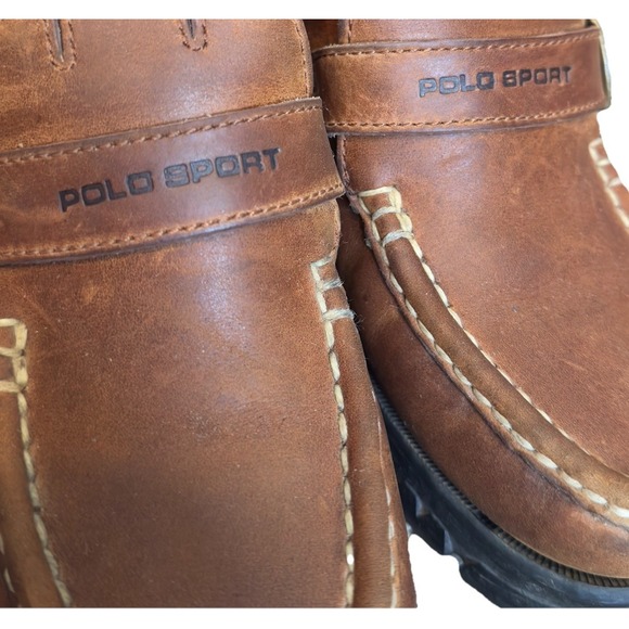 Ralph Lauren Polo Sport AAW12400 Womens Leather Ankle Boots Buckle Brown 6B - Picture 7 of 7